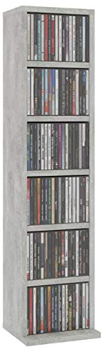 Homgoday CD-skåp med 6 fack, konstruerat trä CD-torn, DVD-förvaringsskåp, CD och DVD-etikett för vardagsrum, sovrum, kontor