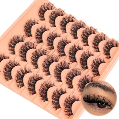 Goddvenus Lashes Natural False Eyelashes Fluffy 5D Russian Strip Lashes16mm Cat Eye Lashes Fake Lashes Fluffy 14 Pairs CC Curl Wispy Eyelash Pack