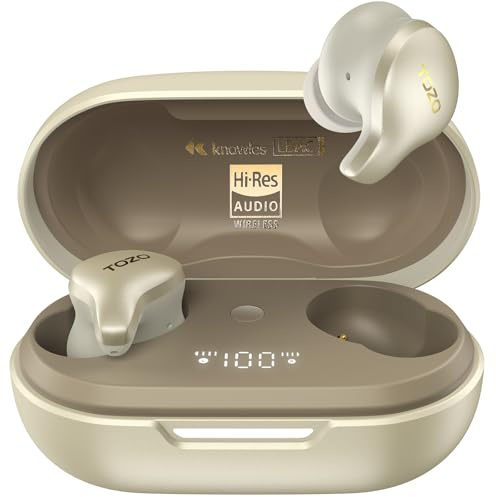TOZO Golden X1 Wireless Earbuds Balanced Armature Driver and Hybrid Dynamic Driver, Bluetooth Headphones OrigX Pro, LDAC & Hi-Res Audio, Environment & Active Noise Cancellation Headset Champagne