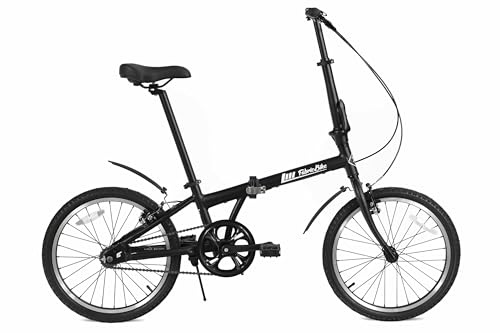 FabricBike Bicicletta pieghevole, telaio in lega, monovelocità, 3 colori (Fully Matte Black W/Mudguard)