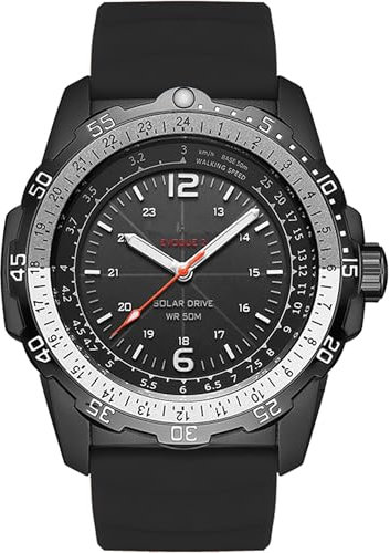 findtime Solarbetriebene Uhren für Herren, 5 ATM, wasserdicht, Tauchen, LED, Herren-Armbanduhr für Marathon, Überleben, Schwimmen, Militär, taktische Felduhr, Orange, Schwarz, Sportlich