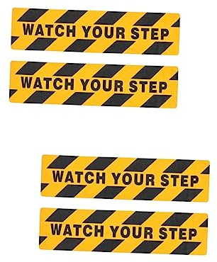 HEALEEP 4piezas Cinta Antideslizante Cuidado Advertencia Pegatinas Watch Your Step Para Escaleras y Pasillos Material Pet Resistente Alta Visibilidad y Durabilidad