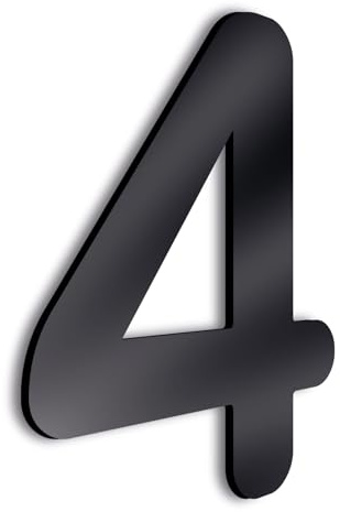 GOYAPRINT Numéros de Maison Extérieur de 25 cm Signalisation pour Commerces Entrepôts Habitations Locaux Grands Numéros en Méthacrylate Noir Brillant (4)