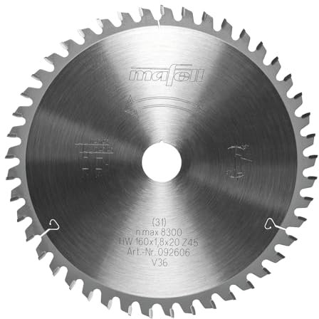 Mafell Sägeblatt-GT, 160 x 1,2 / 1,8 x 20 mm, Z 45-3, FZ/FZ/TR, für Schichtstoffplatten