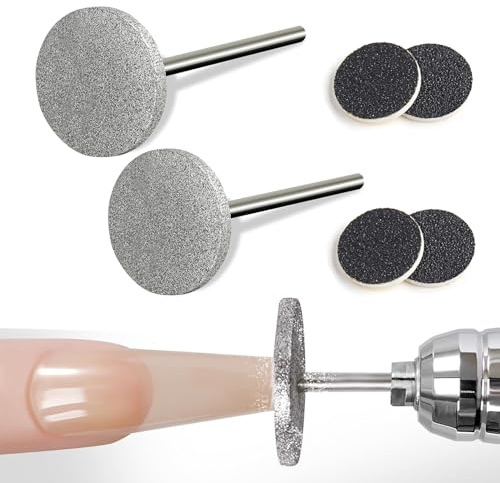 Misforu 2 Pcs Disc Nail Drill Bits Sanding Grinding Wheel Sanding Disc Nail Drill Bits for Shaping Nail Forms,Cracked Skin Callus Removal Multifunctional Nail Art Tool Nail Salon Care Tool, Silvery