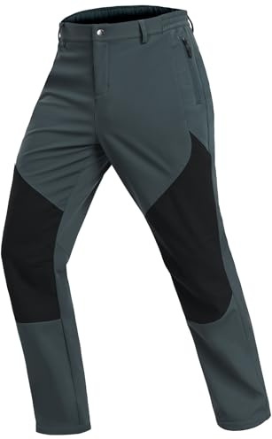 Djtnzdm Pantalon Softshell Imperméable Homme Hiver Pantalon Travail Chaud Polaire Pantalon Randonnée Pantalon Ski Pluie Moto Homme avec Poches Zippées XL Vert