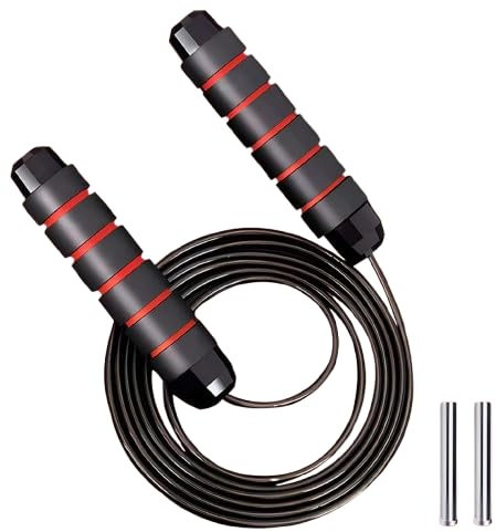 Springseil mit Gewichtsstange - Springseil Erwachsene Fitness - Jump Rope - rutschfest für Fitness und Ausdauer - ideal zum Seilspringen - geeignet für Erwachsene - leicht einstellbare Länge