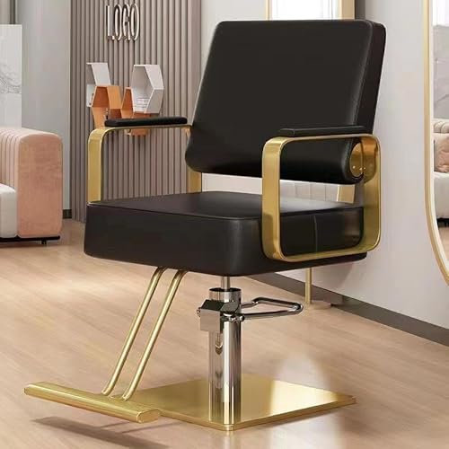 Friseurstuhl,Friseurstuhl für Salons und Spas, extrabreiter Sitz, robuster Rahmen, einstellbare Höhe, 360-Grad-Drehung, schwarz