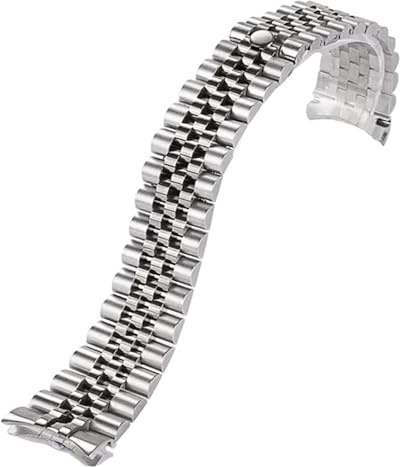ERVDKXCOI Uhrenarmband Massiv Edelstahl Uhrenarmband Armband Uhrenarmbänder, gebogenes Ende, Edelstahlarmband, 13–20 mm, Armband for Herren und Damen, Business-Uhrenarmband(Steel,20mm)