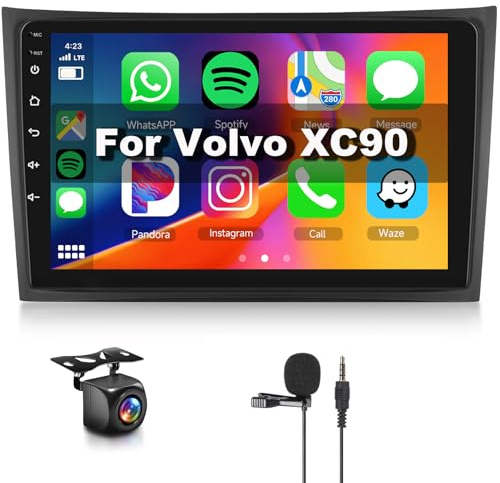 【4+64G】 Hodozzy Carplay Radio Coche para Volvo XC90 2004-2013 con GPS/WiFi, Pantalla Táctil de 10 Pulgadas con Bluetooth 5.0/Android Auto/DSP/Mirror Link/RDS/FM/USB