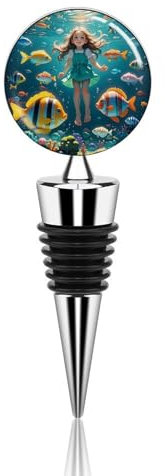 Person in The Underwater World Bottle Stopper Beverage Bottle Sealer Reusable Wine Stopper Personalised Champagne Stopper Unique Wine Bottle Corks Keep Fresh Suitable for Standard