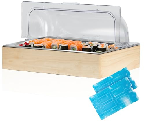 Mahlzeit Plateau de service réfrigérant | 53 x 34 x 27 cm | Plaque de refroidissement GN 1/1 avec couvercle | Système de bac isotherme avec bloc de refroidissement | Plaque de conservation avec cadre