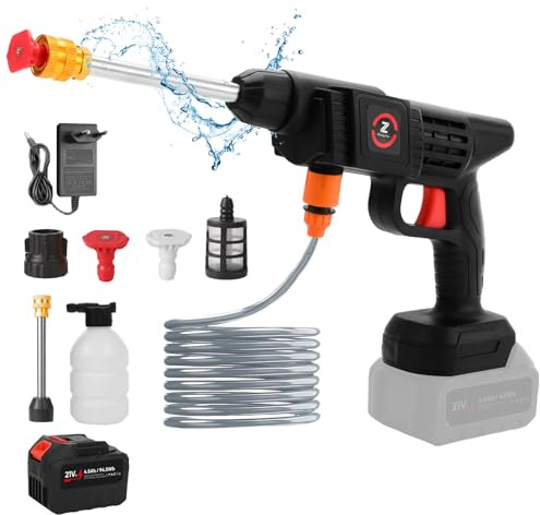Akku Hochdruckreiniger, Max 70 Bar Mobiler Hochdruckreiniger Mit Akku, Schaumsprüher,5M Schlauch, Multifunktionale Düse, Gartenhaustier Outdoor Autoreinigungswerkzeug ﻿ (30000mah)