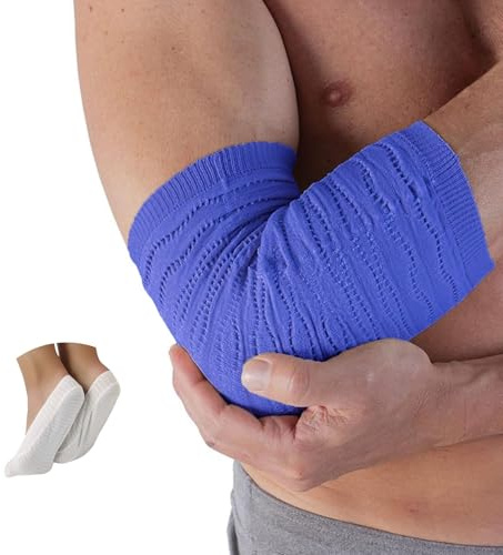 Spikenergy Gomitiera Per Epicondilite Elettro Magnetoterapia - Fascia Gomito Tennista, Per Tendinite, 2Calzini Antimicotico Piede in omaggio, Dispositivo Medico Detraibile - Made in Italy, Blu L