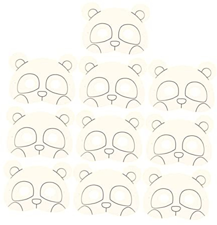 NIYANGLE 10stücke Graffiti Panda Masken Für Mädchen Blanko Tiermasken Bemalen Basteln Und Kunstmaterial Für Kindergarten Und Partys