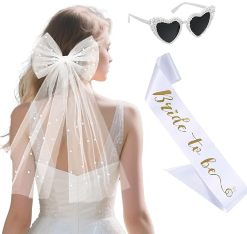 Baieye Jga Schleier, Bride to Be Schärpe & Herz Sonnenbrille Set 3 Stück