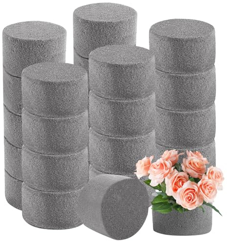 JMIATRY 24 Stück Blumensteckschaum Rund 8x4.8cm, Blumensteckmasse Rund, Nasssteckschaum Steckschaum für Frischblumen, Blumenstrauß, Basteln Deko