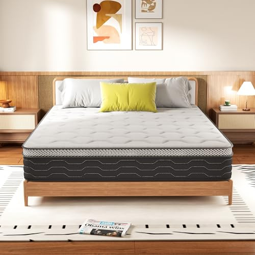 DEWINNER Ressorts Matelas 160x200 Épaisseur 25cm, Matelas à Ressorts Ensachés et à Mémoire de Forme, Dureté Moyenne, 7 Zones, Soutien Parfait, Respirant (160x200x25)