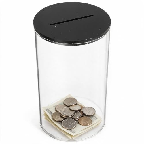 Supvox Spardose Pfandgeld aus Acryl Transparente Geldsparbox mit Deckel Münzbehälter zum Bargeldsparen für Restaurant und Zuhause