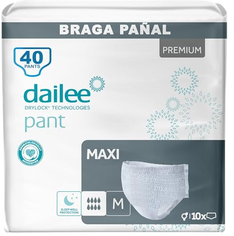 Dailee Pants Maxi M - 40x Pannoloni per Anziani a Mutandina - 4 Confezioni da 10 Pannoloni per Anziani Notte Super Assorbenti - Pants Incontinenza Donna e Uomo - Formato Scorta