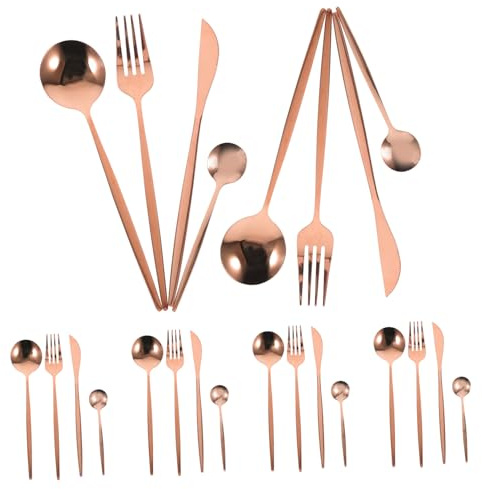 CHICAMPERA 6juegos Cubiertos De Acero Inoxidable Para Carne Tenedores y Cucharas De Cubiertos De Cocina Dorados Para Mesa Del Comedor