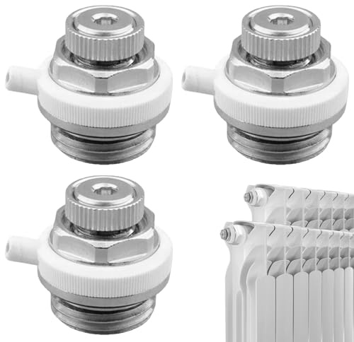 3 Stück Automatische Heizkörperentlüfter, 1/2 Messing Entlüftungsventil mit Drehbarem Kunststoffkopf, Selbstentlüftendes Kühlerventil mit Rückschlagventil für Heizung & Radiator
