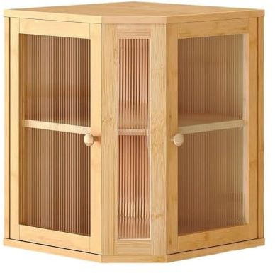 Laneryin Boîte à pain en bambou à 2 étages - Boîte de rangement d'angle pour compteurs de cuisine - Boîte à pain en bois - Facile à monter