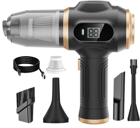 Salyeeluly Aspirateur À Main sans Fil | Aspirateur sans Fil pour Voiture | Dépoussiéreur À Air sans Rechargeable Accessoires Automobile | pour Nettoyage Maison Poils d'animaux Clavier Chambre de