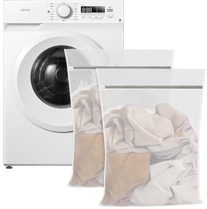 Rlssaki 2 Pièces Filet Linge Machine À Laver, Filet de Lavage avec Fermeture Éclair, Grand Sac Linge Machine a Laver, pour Manteaux, Draps, Housses de Couette, Doudounes, Rideaux (60x80 cm)