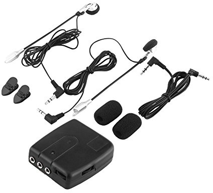 Klanata interfono interfono per moto, comunicatore doppio da casco a casco con 2 cuffie e altoparlanti, ingresso audio per radio MP3 e CD, design compatto a clip per una comunicazione