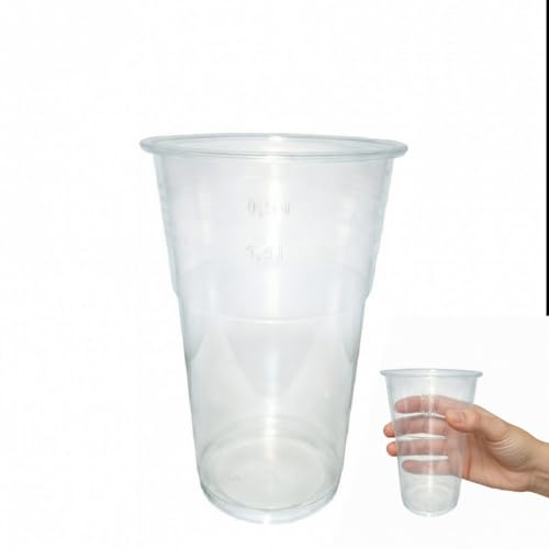 Sanjoma Chemical Solutions vasos de plástico 500 ml transparentes translúcidos, vaso PP (polipropileno) para servir bebidas en fiestas, eventos, catering y hostelería (250, 500ml)