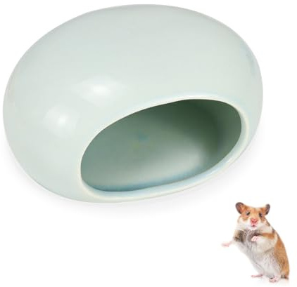 LuckyOpt Hideout de cerámica para hámsters de enfriamiento, casa de hámster para todo el año, pequeña cueva para animales pequeños, fácil de limpiar, para hámster enano Gerbils (rosa)