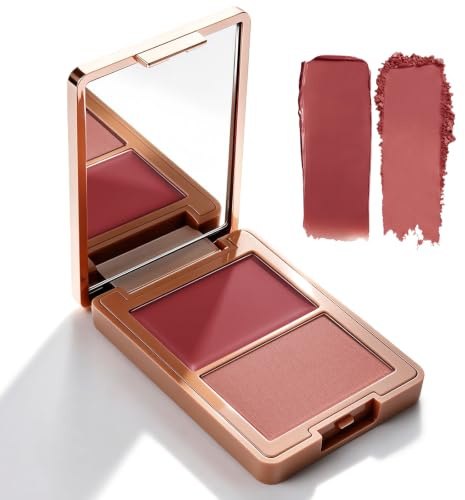 KYDA 2 Colors Blush Palette, 2-in-1 Cream and Powder Blush-02#Cool Rose