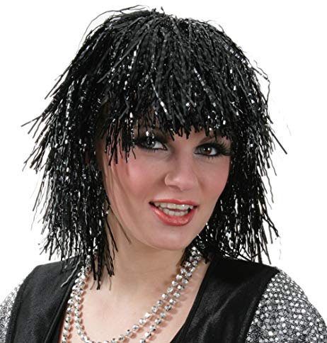 Lametta-Perücke Starlight-Perücke Party-Perücke verschiedenen Farben erhältlich Universalgröße (schwarz)