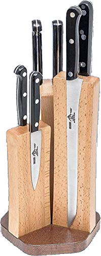 Sonpó Online - Taco Magnético de Madera de Haya, incluye 6 Piezas Serie Universal. Juego de cocina, con hojas de acero inoxidable mangos de fibra de phenolkraff