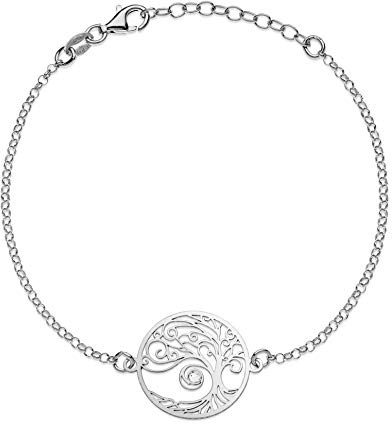 AKA Gioielli® - Bracelet Arbre de Vie en Argent 925 Rhodié avec cristal Swarovski pour Femme et Fille