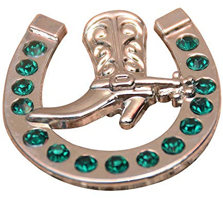 HILASON Set of 32 Western Screw Back Concho Emerald Horseshoe Boots Crystals Color | Bridle Conchos Slotted