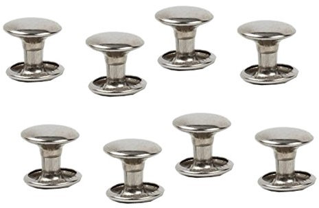 100 PCS 9MM Leather Rivets Silver Double Sided Rivet Tubular Metal Studs for DIY Leather Craft Clothes Shoes Bags Belts Decoration Accessories