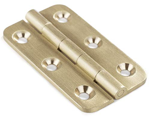 4-Pack Brushed Solid Brass Butt Hinges 2 Inch for Cabinet Doors, Trunks, Wood, Chest, Crafts, Jewelry Box and Wood Boxes, Quiet Mortise Brass Hinge with Round Corner | For Cabinet Doors, Trunks, Wood, Chest Lid, Crafts, Jewelry Box and Small Wooden Boxes, Furniture, Round Corner Mortise
