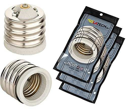 ISOLATECH 3 pc Adaptateur de Douille E40 vers E27 pour Ampoules E27 - Convertisseur LED (250V/2A) - Douille en Céramique Résistante à la Chaleur