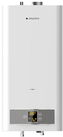 Aspes Riscaldatore a gas 11 litri ACE1110B. Installazione verticale, 45 W, include kit di montaggio, termostato meccanico, termometro digitale, bianco, efficienza energetica classe A