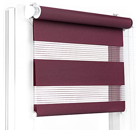 Fenster DEKOR - Rollos für Fenster Weinrot - Klemmfix Rollo ohne Bohren B90 x H150 cm - Doppelrollo mit Einer Breiten Auswahl an Größen und Farben - Blickdichte Rollos, einfach zu montieren