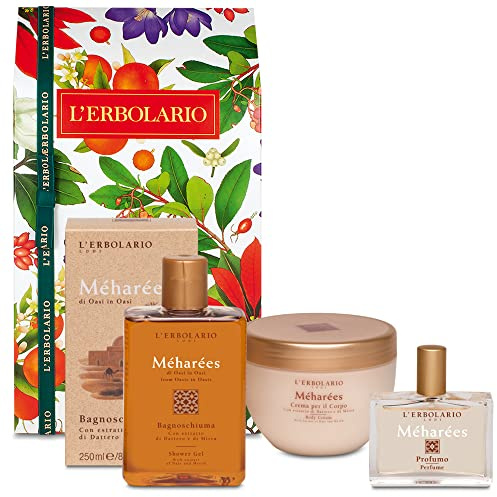 L' Erbolario - Confezione Regalo MEHAREES Corpo - in Scatola Originale - Bagnoschiuma 250 ml, Profumo 50 ml, Crema Corpo 300 ml