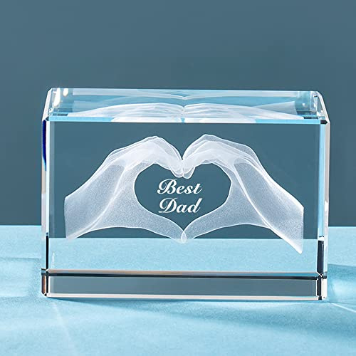 ERWEI Gift for Dad Birthday Best Dad Crystal Cube Present for Fathers Day for Daddy Father Gifts from Daughter Son Kids