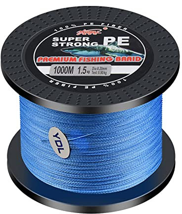 L SERVER Geflochtene Angelschnur 1000m 4 Geflochtene Angelschnur PE Bissfeste Meeresangelschnur Ködern Angelschnur 4.8-45kg, Blau, 7.0 (0.45mm/36.2kg)