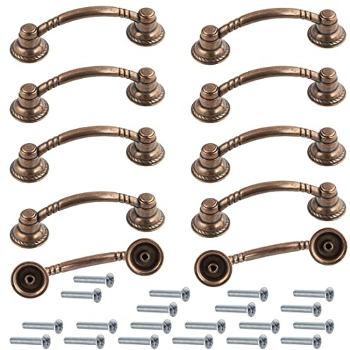 AERZETIX - C41614-10er-Set Möbelgriffe vintage achsabstand 64 mm -antik für schrank wandschrank schublade einrichtung dekoration küche wohnzimmer montage - aus metall - finish kupfer antik
