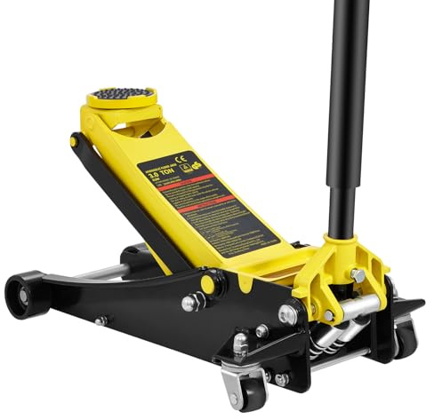VEVOR 3 Ton Low Profile, Heavy-Duty Steel Racing Floor Jack with Dual Pistons Quick Lift Pump, Lifting Range 3.35-19.69