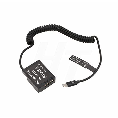HangTon NP-W126 USB C Dummy Akku für Fuji Kamera X-T1, X-T2, X-T3, FinePix, X-A5, X-H1, X-A10, X100F, X-T10, X-T20, X-T30, X-Pro1, X-Pro2, 30EX. R, X-E 2, X-E2S, 1 X-M1