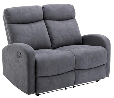 Vente-unique - Canapé 2 Places Relax en Tissu Gris Evelyn