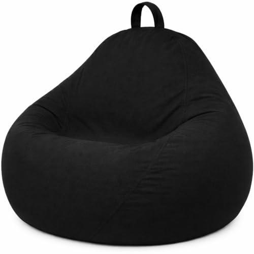 bananair - Pouf Poltrona Sacco con Imbottitura in Schiuma - Morbido e Confortevole - Fodera Lavabile - Pratico e Facile da Trasportare - Pouf Sacco per Tutta la Famiglia (80x70 cm, Nero)